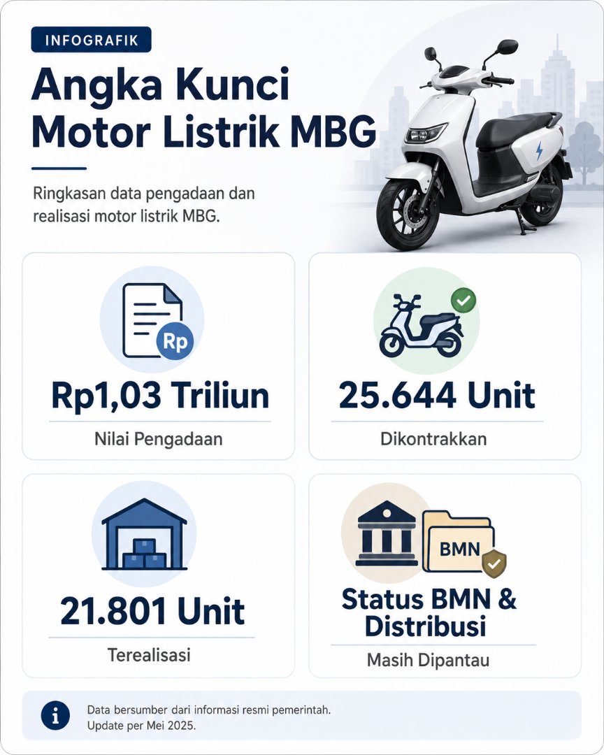 Nasib Motor Listrik MBG Rp1 Triliun Menggantung, Unit Masih Terparkir di Sentul