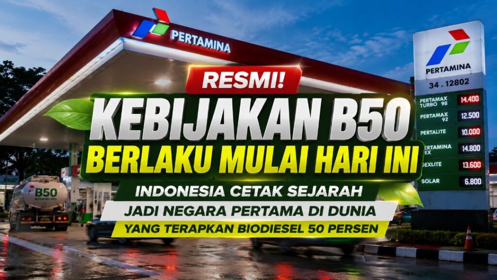 Resmi! Kebijakan B50 Berlaku Mulai Hari Ini: Indonesia Cetak Sejarah Jadi Negara Pertama di Dunia yang Terapkan Biodiesel 50 Persen B50 resmi berlaku Resmi! Kebijakan B50 Berlaku Mulai Hari Ini: Indonesia Cetak Sejarah Jadi Negara Pertama di Dunia yang Terapkan Biodiesel 50 Persen