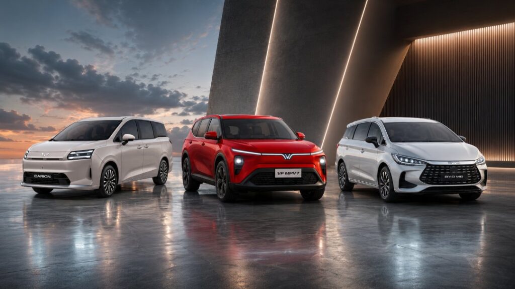 Pertempuran MPV Listrik Rp 300-450 Jutaan: Wuling Darion vs VinFast VF MPV 7 vs BYD M6, Mana Paling Memikat? Wuling Darion EV Pertempuran MPV Listrik Rp 300-450 Jutaan: Wuling Darion vs VinFast VF MPV 7 vs BYD M6, Mana Paling Memikat?