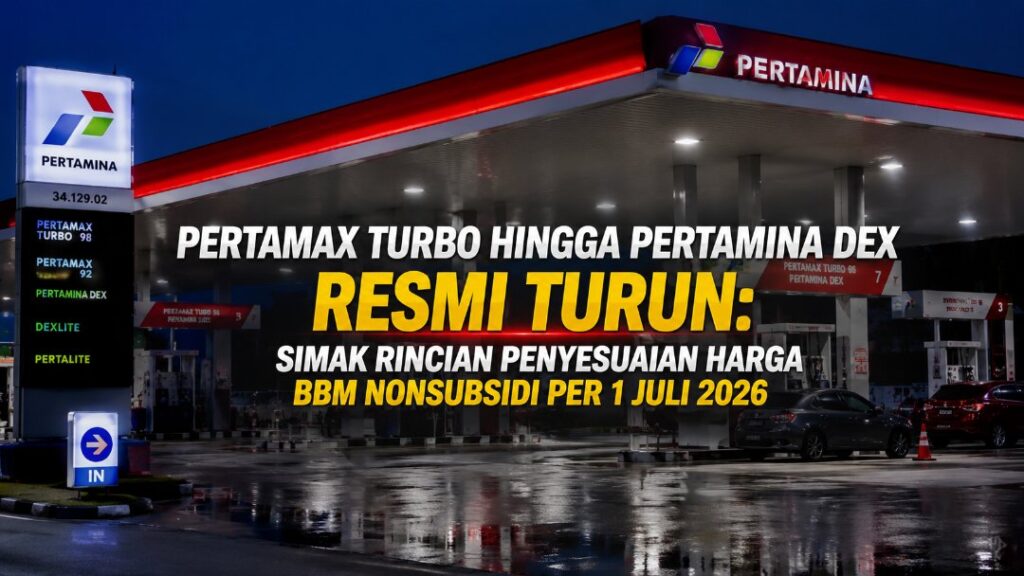 Pertamax Turbo Hingga Pertamina Dex Resmi Turun: Simak Rincian Penyesuaian Harga BBM Nonsubsidi Per 1 Juli 2026 harga BBM 1 Juli 2026 Pertamax Turbo Hingga Pertamina Dex Resmi Turun: Simak Rincian Penyesuaian Harga BBM Nonsubsidi Per 1 Juli 2026