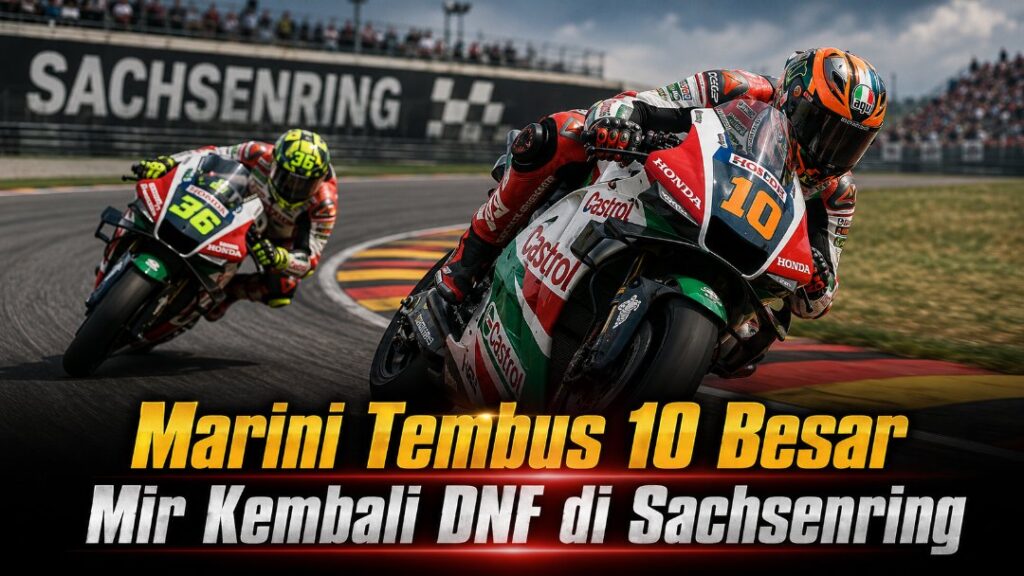 Luca Marini Bawa Honda HRC Castrol ke 10 Besar, Joan Mir Catat DNF Ketujuh di Sachsenring Honda HRC Castrol Sachsenring Luca Marini Bawa Honda HRC Castrol ke 10 Besar, Joan Mir Catat DNF Ketujuh di Sachsenring